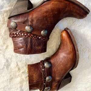 Brown healed booties